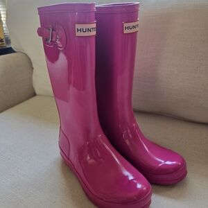 Hunter Kids Pink Gloss Rain Boots